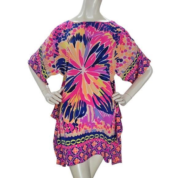 Lilly Pulitzer Dresses & Skirts - Lilly Pulitzer Caftan Dress Womens XXS XS Julie Silk Summer Sunset Multicolor
